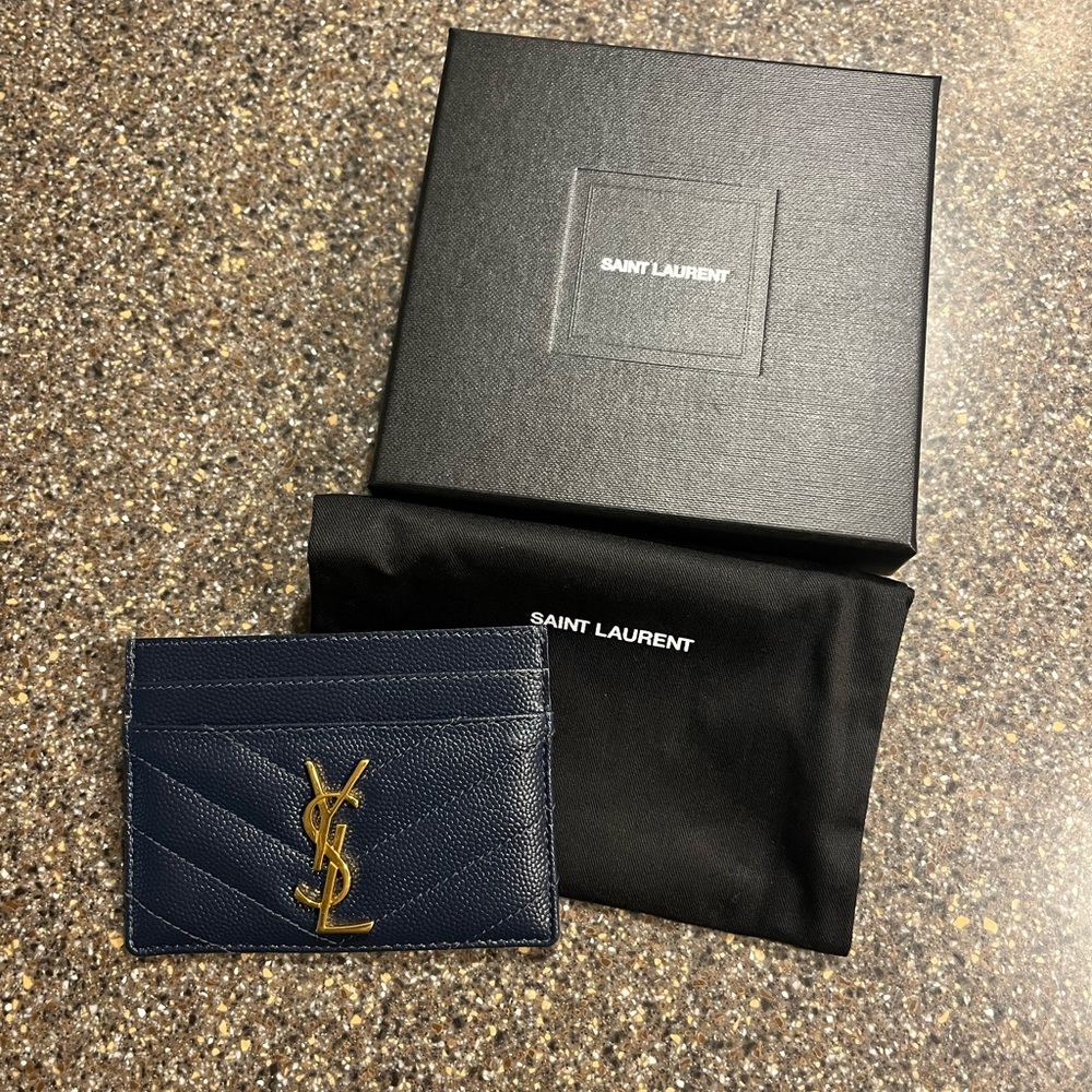 Saint Laurent Navy Blue Card Holder
